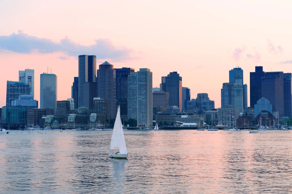 Boston skyline across the harbor
